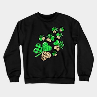 Irish St Patricks Day Shamrock Irish Leopard Print Women Crewneck Sweatshirt